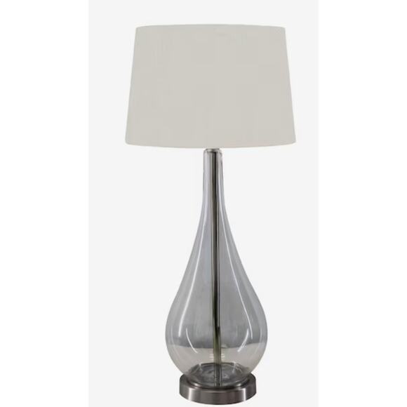 Allen + Roth large brushed nickel finish lamp w glass teardrop base lamp - Picture 4 of 6